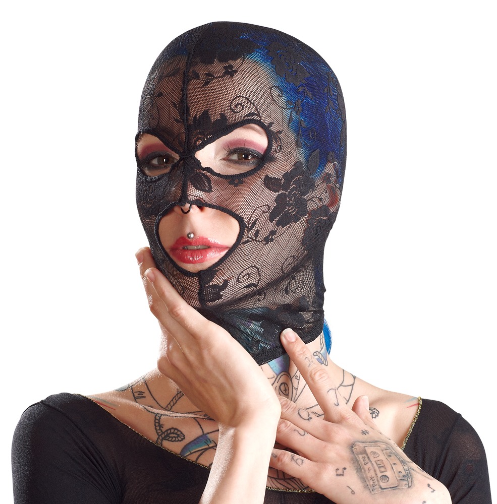 Bad Kitty - Koronkowa maska BK z otworami na oczy i usta — zdjęcie 3