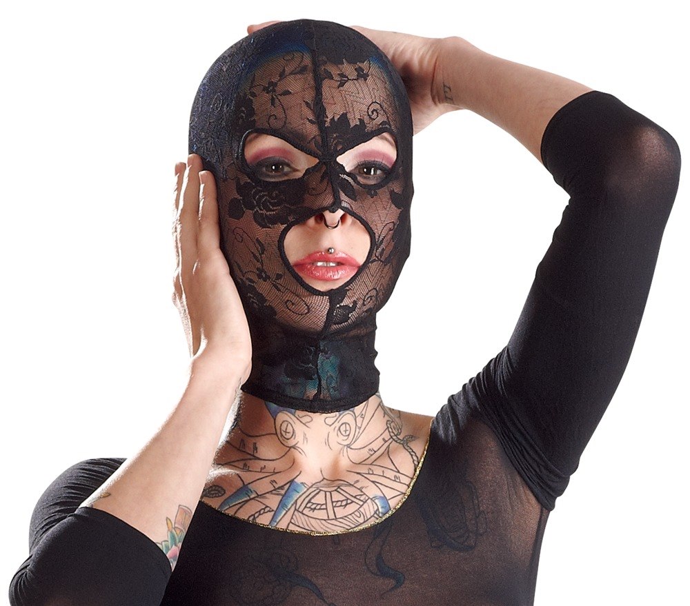 Bad Kitty - Koronkowa maska BK z otworami na oczy i usta — zdjęcie 4