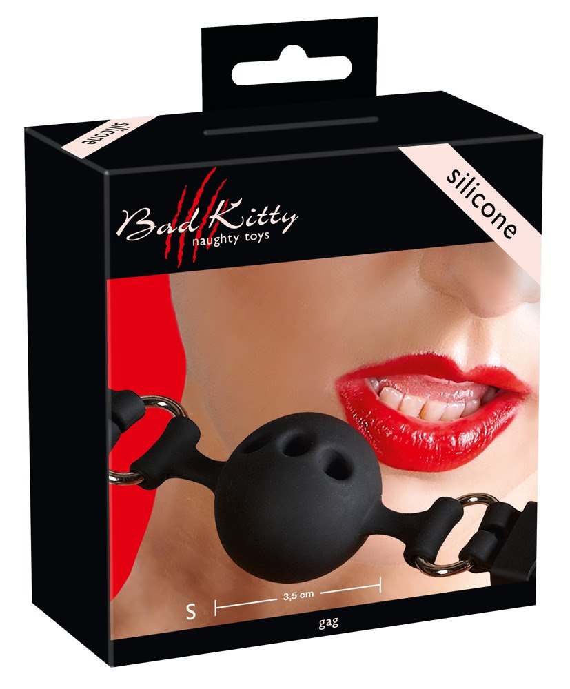 Czarny silikonowy knebel kula Bad Kitty r. 3,5cm
