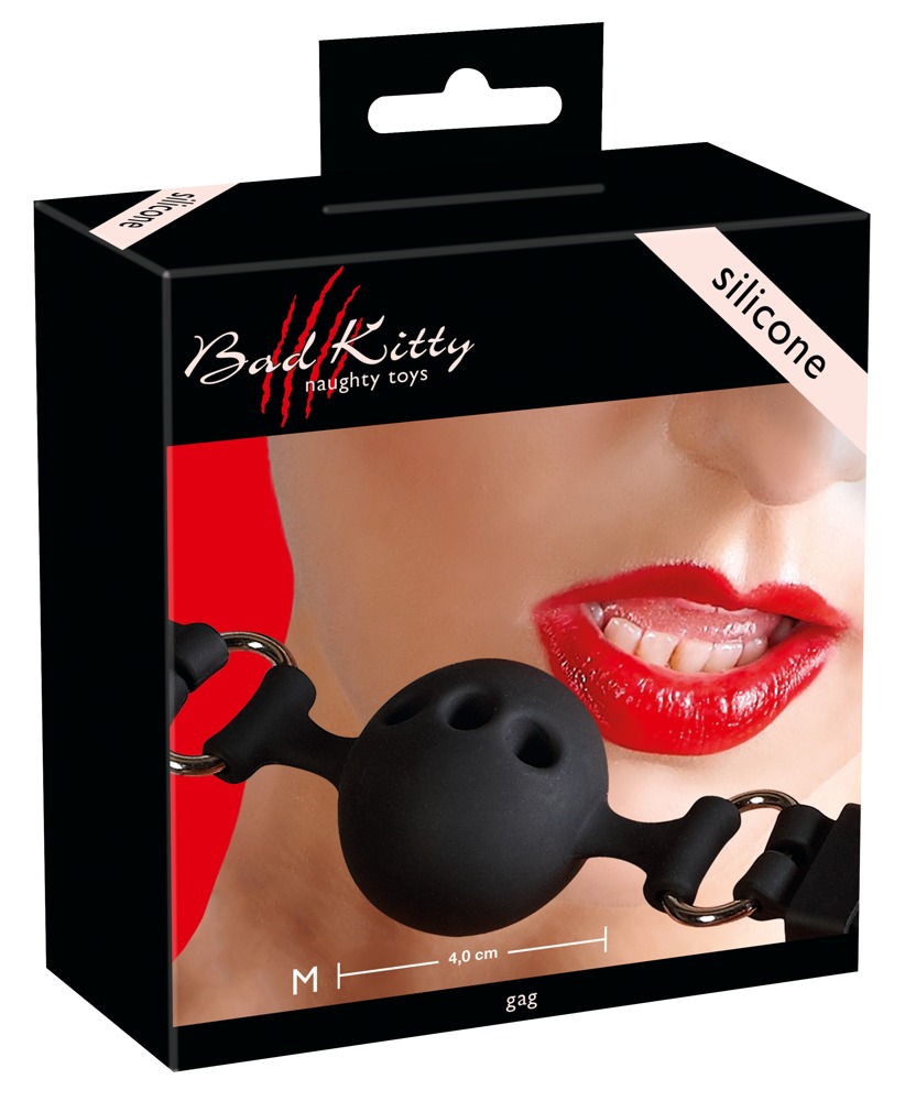 Czarny silikonowy knebel kula Bad Kitty r. 4cm