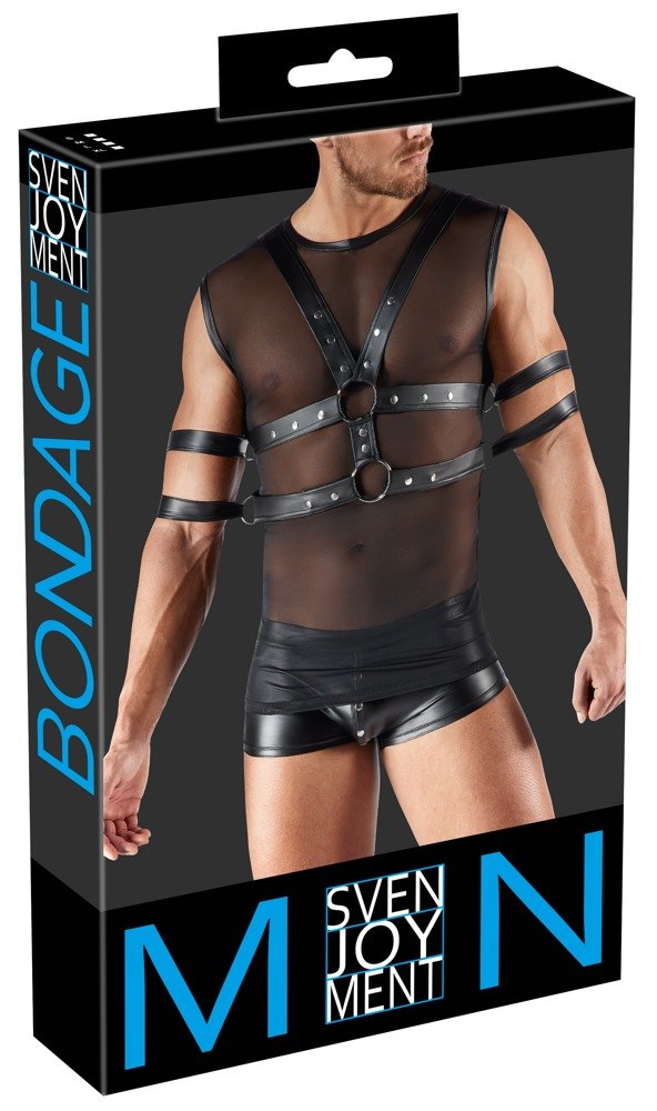 Svenjoyment Bondage - Koszulka bez rêkawów i uprz¹¿ na klatkê piersiow¹