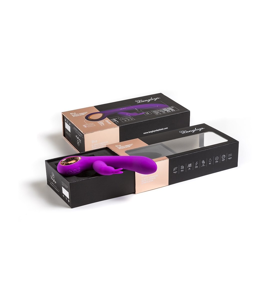 LANGLOYS - G-SPOT VIBRATOR WITH BLACK BIA CLITORAL STIMULATOR