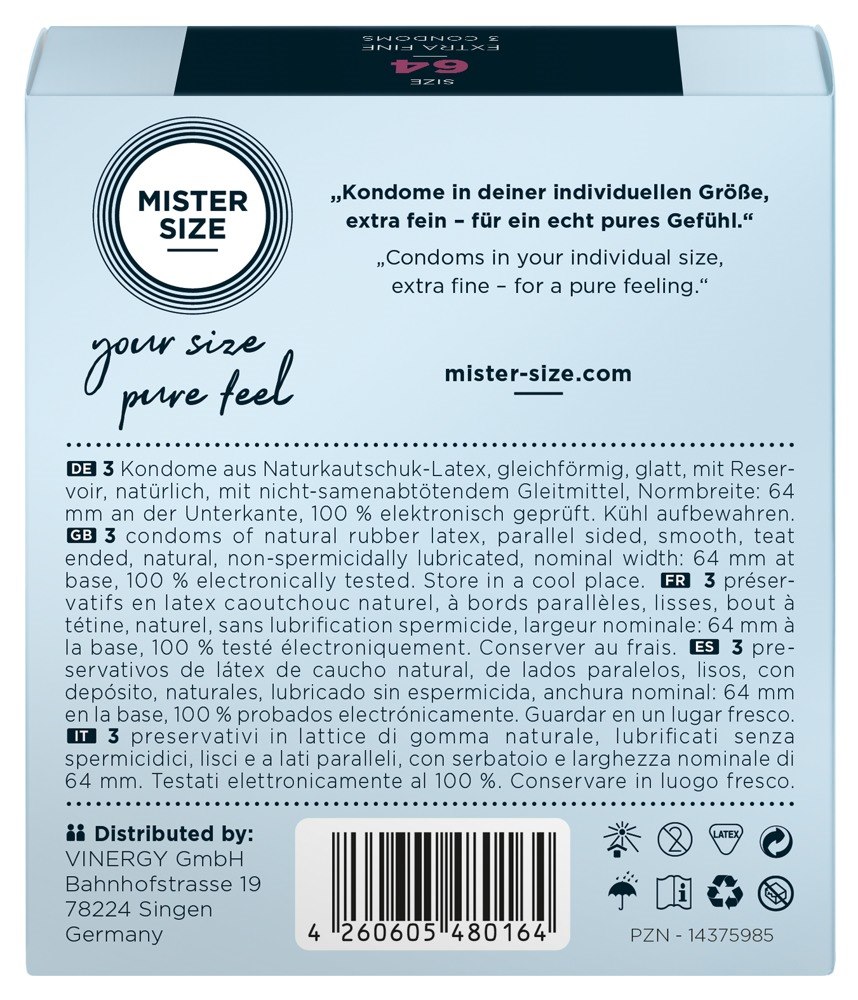 Prezerwatywy 64mm 3 szt. Mister Size — zdjęcie 3