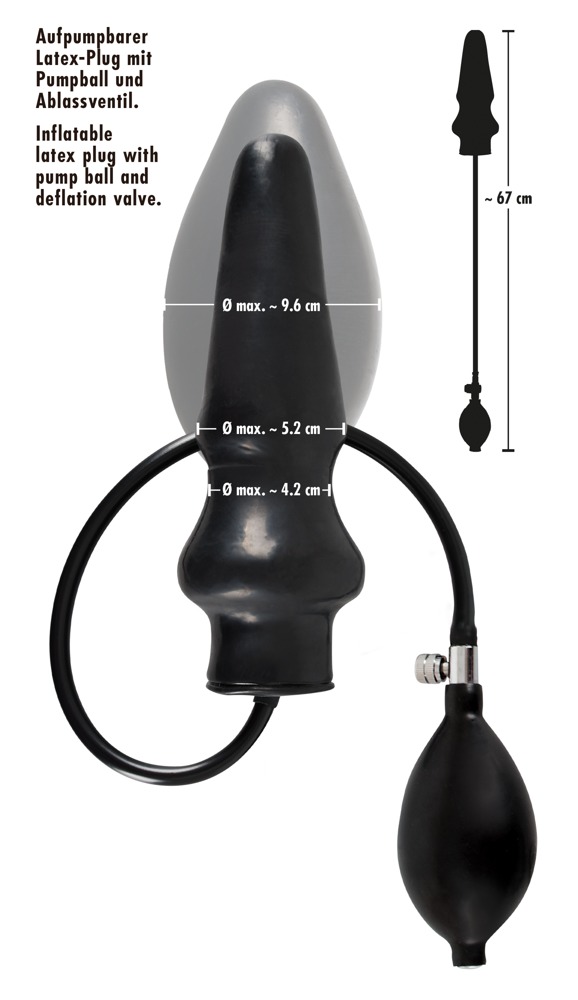 Late X - Korek analny lateksowy pompowany 20 cm LateX — zdjęcie 4