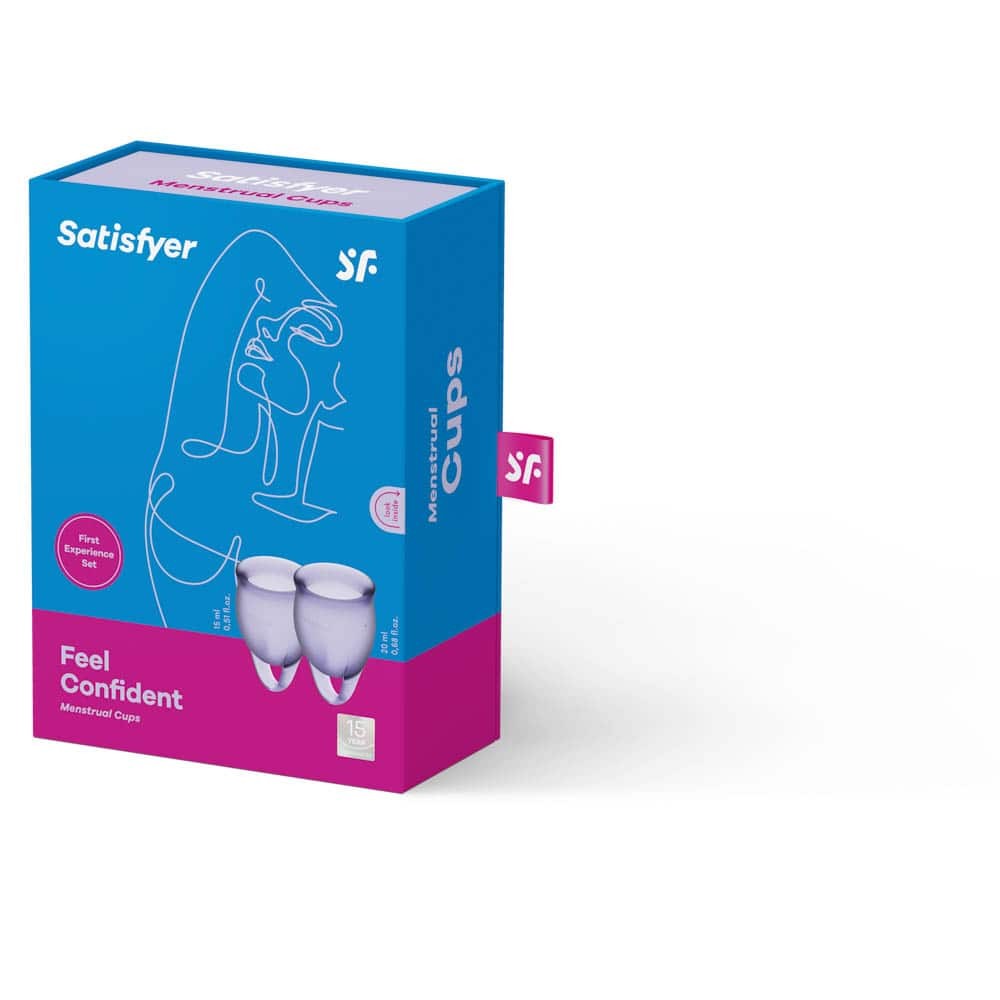 Satisfyer - kubeczki menstruacyjne fioletowe - zestaw — zdjęcie 3