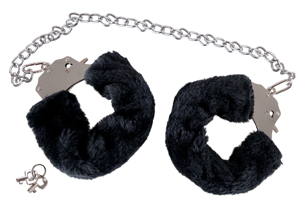 You2Toys - Czarne kajdanki z futerkiem — zdjęcie 2