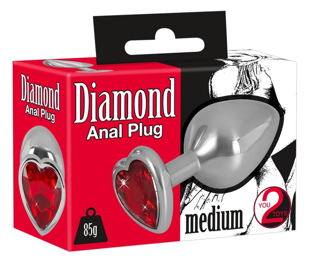 You2Toys - Korek analny aluminiowy Diamond Serce 8,2 cm