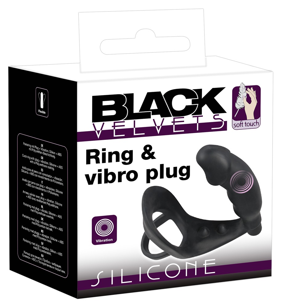 Black Velvets Piercieñ z korkiem analnym i wibracjami