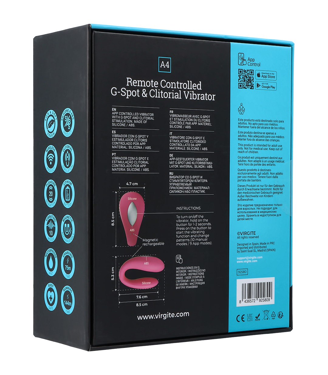 VIRGITE - HOLLOW STRAPS - A4 REMOTE CONTROLLED G-SPOT & CLITORIAL VIBRATOR — zdjęcie 3