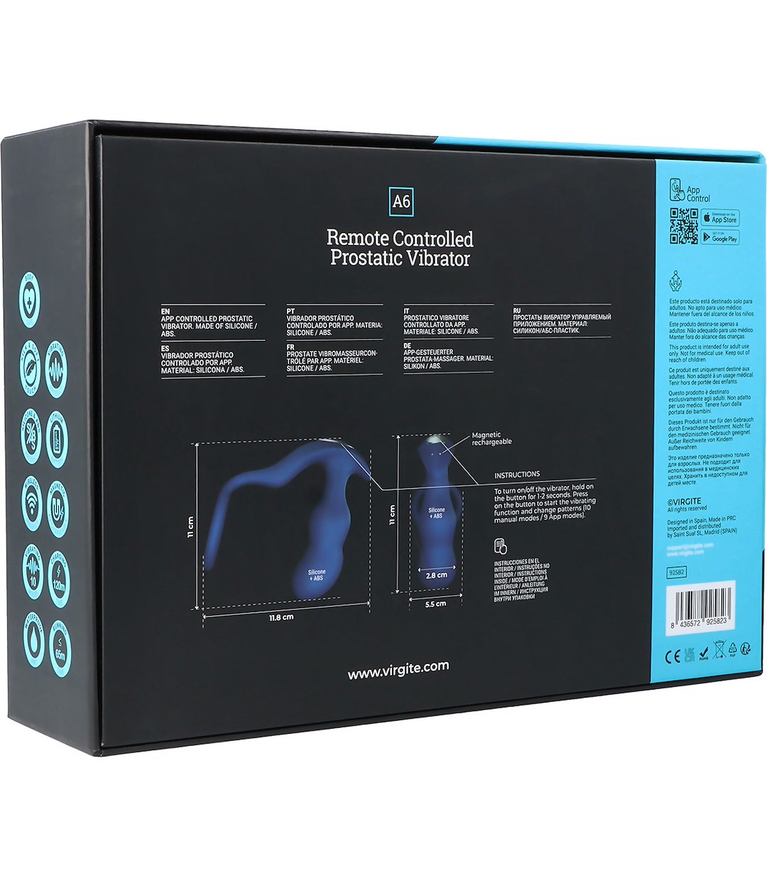 VIRGITE - HOLLOW STRAPS - A6 REMOTE CONTROLLED PROSTATIC VIBRATOR — zdjęcie 3
