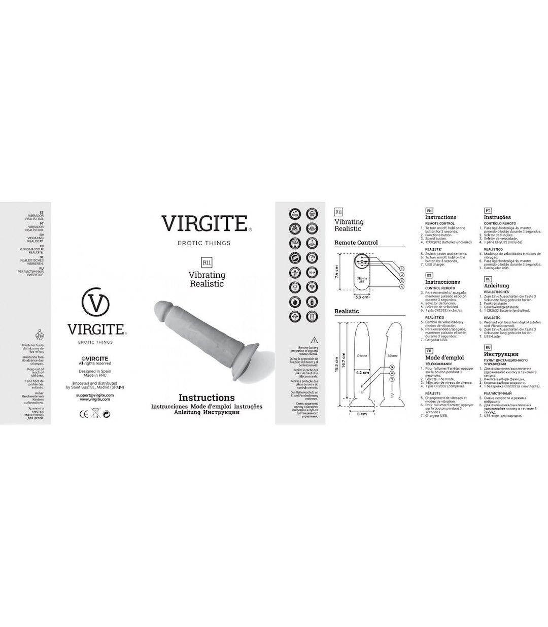 VIRGITE - REALISTICS - REALISTIC VIBRATOR "R11" PINK 14.4CM W/ — zdjęcie 2