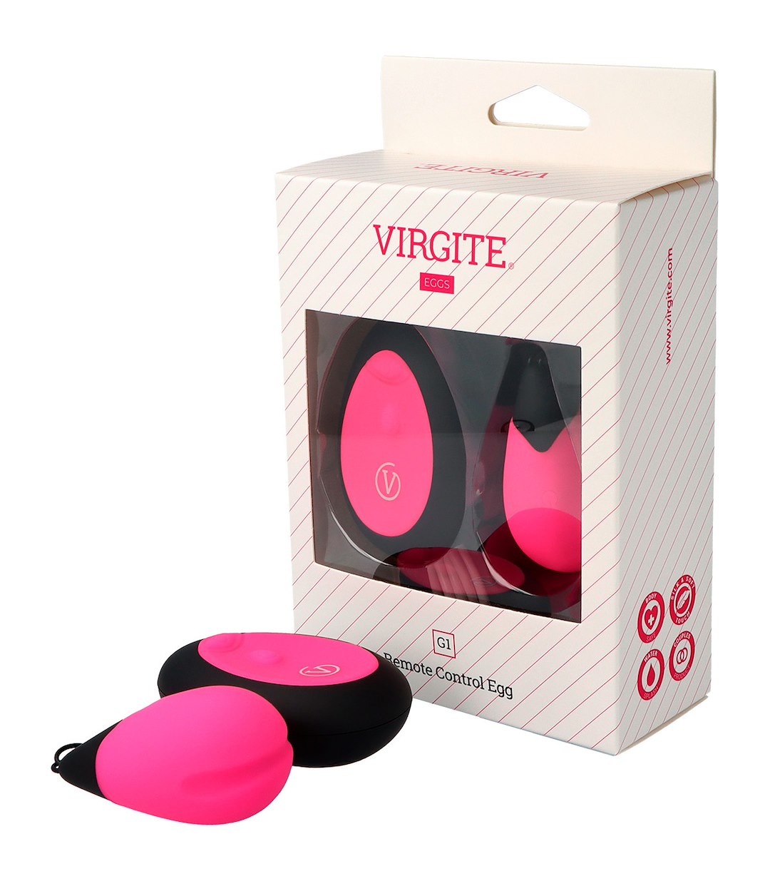 VIRGITE - EGGS - G1 RECHARGEABLE PINK EGG WITH REMOTE CONTROL — zdjęcie 2