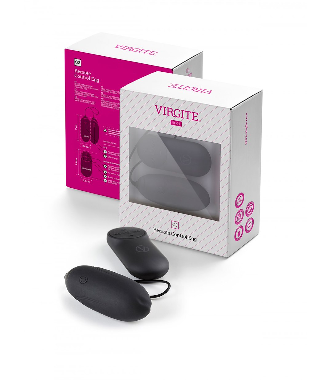 VIRGITE - EGGS - BLACK RECHARGEABLE VIBRATING EGG G3 — zdjęcie 3