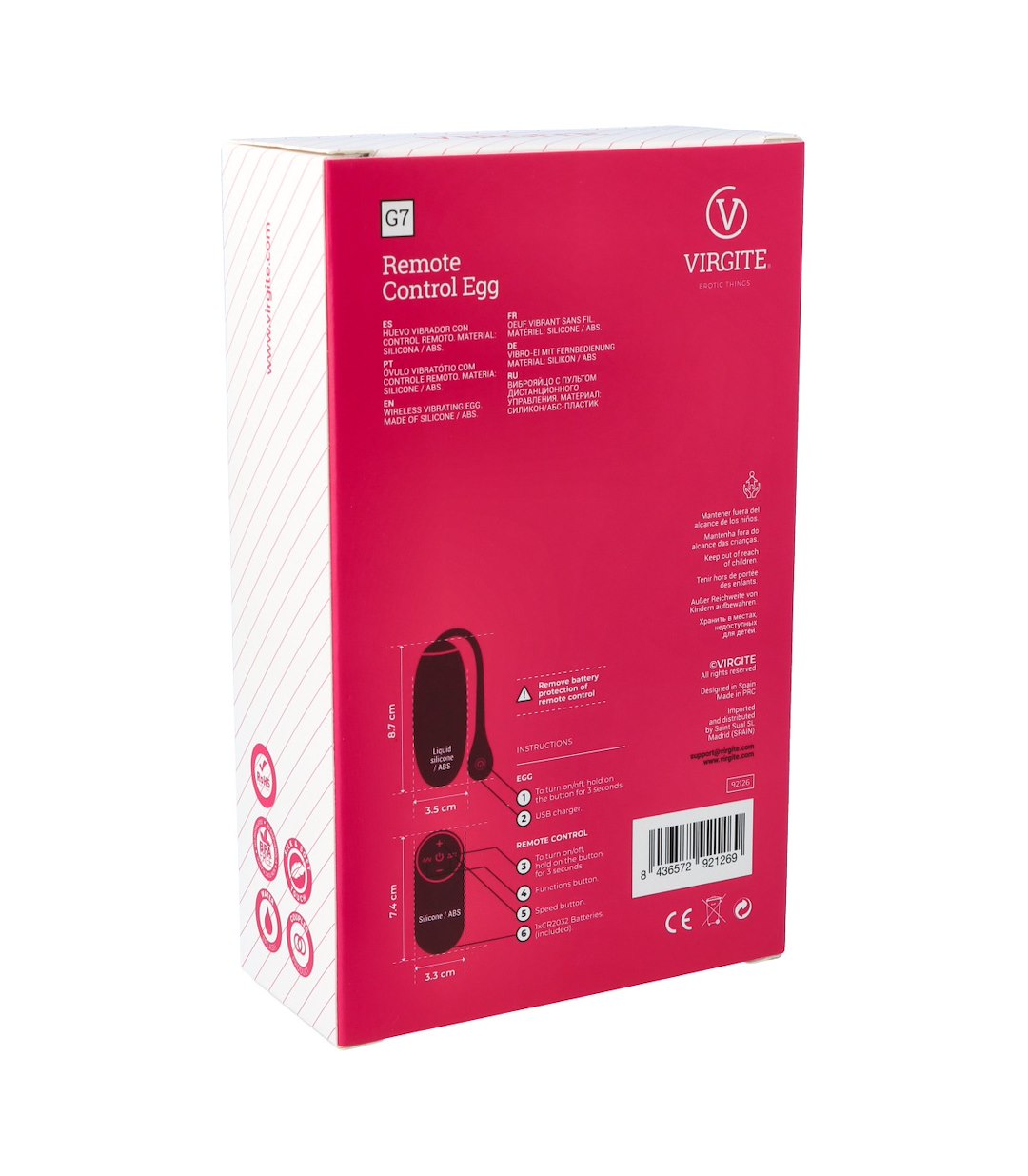 VIRGITE - EGGS - G7 RECHARGEABLE PINK VIBRATING EGG — zdjęcie 3