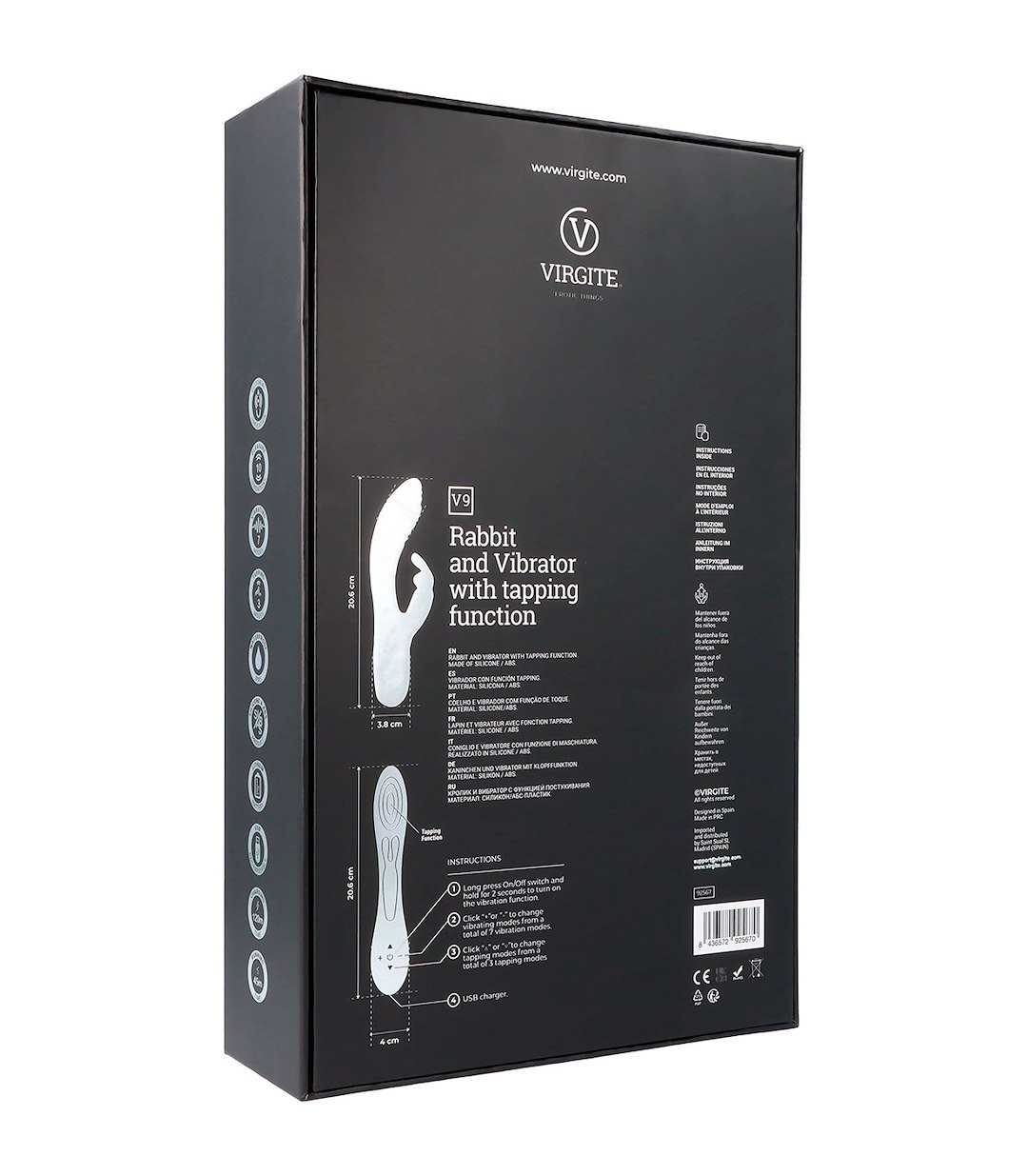 VIRGITE - BLACK EDITION - V9 BLACK RECHARGEABLE TAPPING VIBRATOR — zdjęcie 3