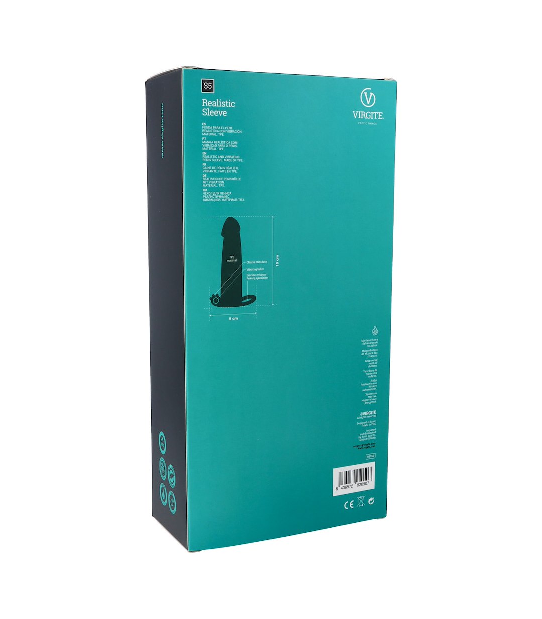 VIRGITE - SLEEVES - REALISTIC PENIS SHEATH S5 FLESH 19 CM W/ VIBRATION — zdjęcie 4