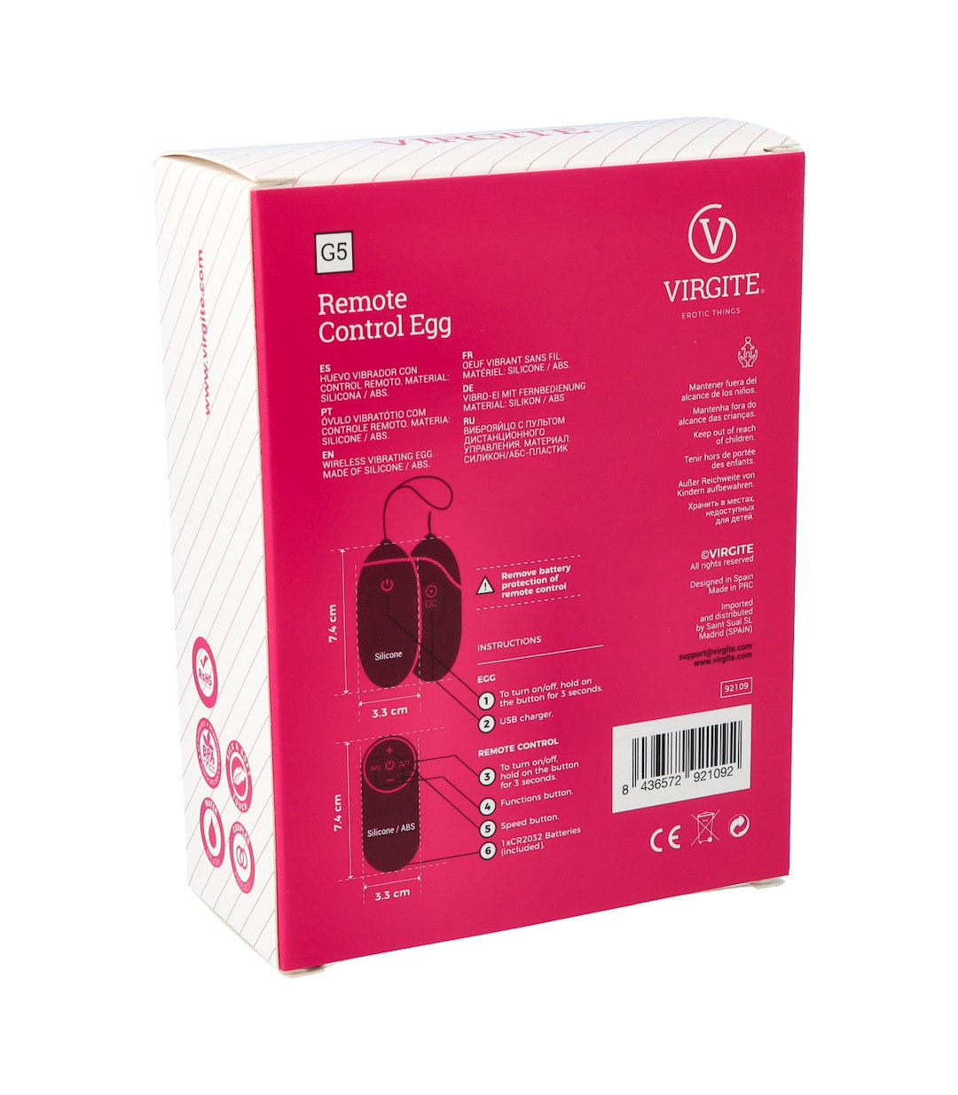 VIRGITE - EGGS - G5 RECHARGEABLE PURPLE VIBRATING EGG — zdjęcie 4