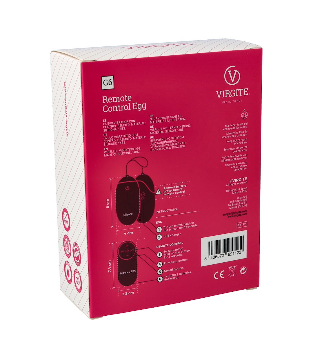 VIRGITE - EGGS - G6 RECHARGEABLE PINK VIBRATING EGG — zdjęcie 4