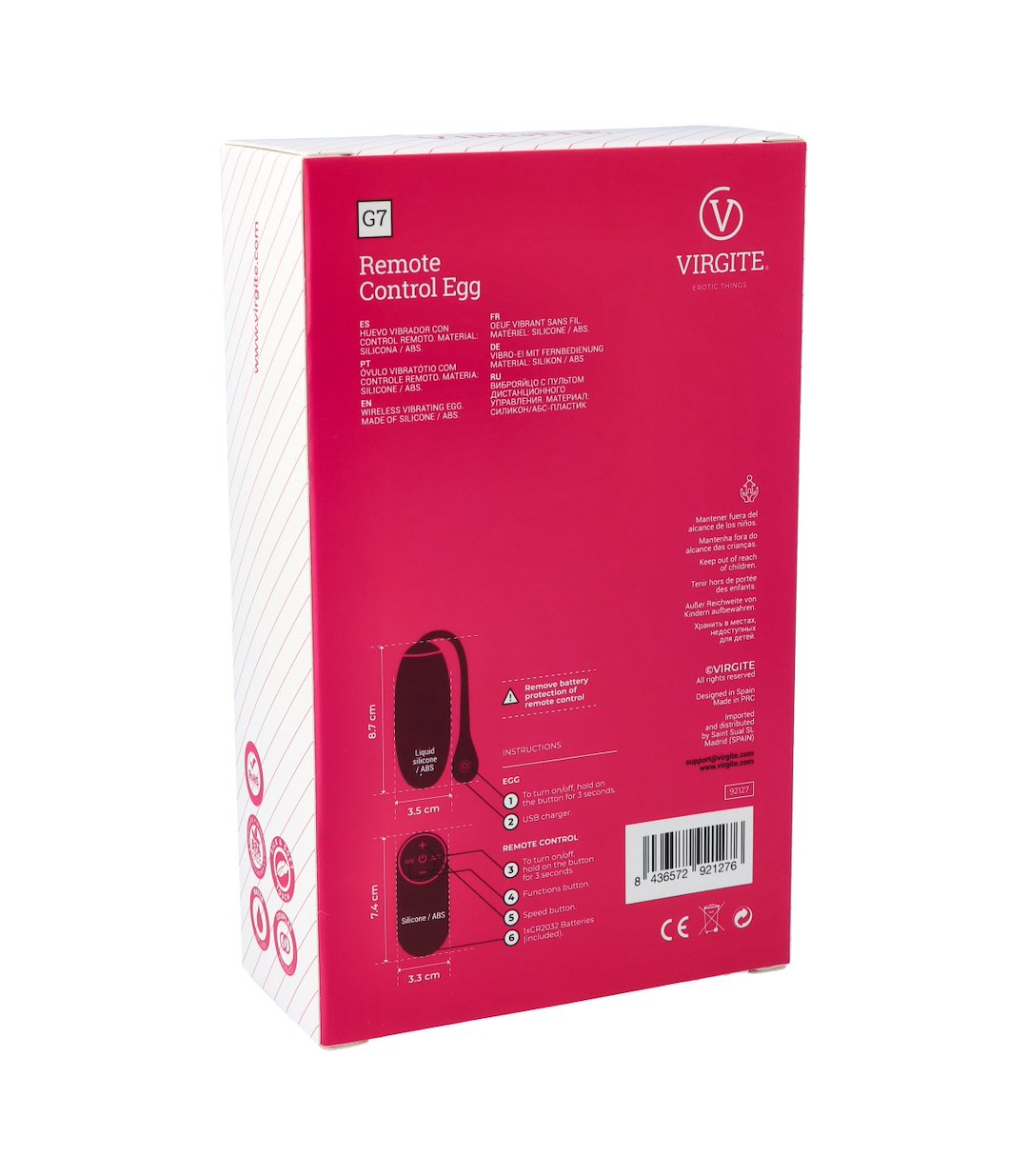 VIRGITE - EGGS - G7 RECHARGEABLE PURPLE VIBRATING EGG — zdjęcie 4