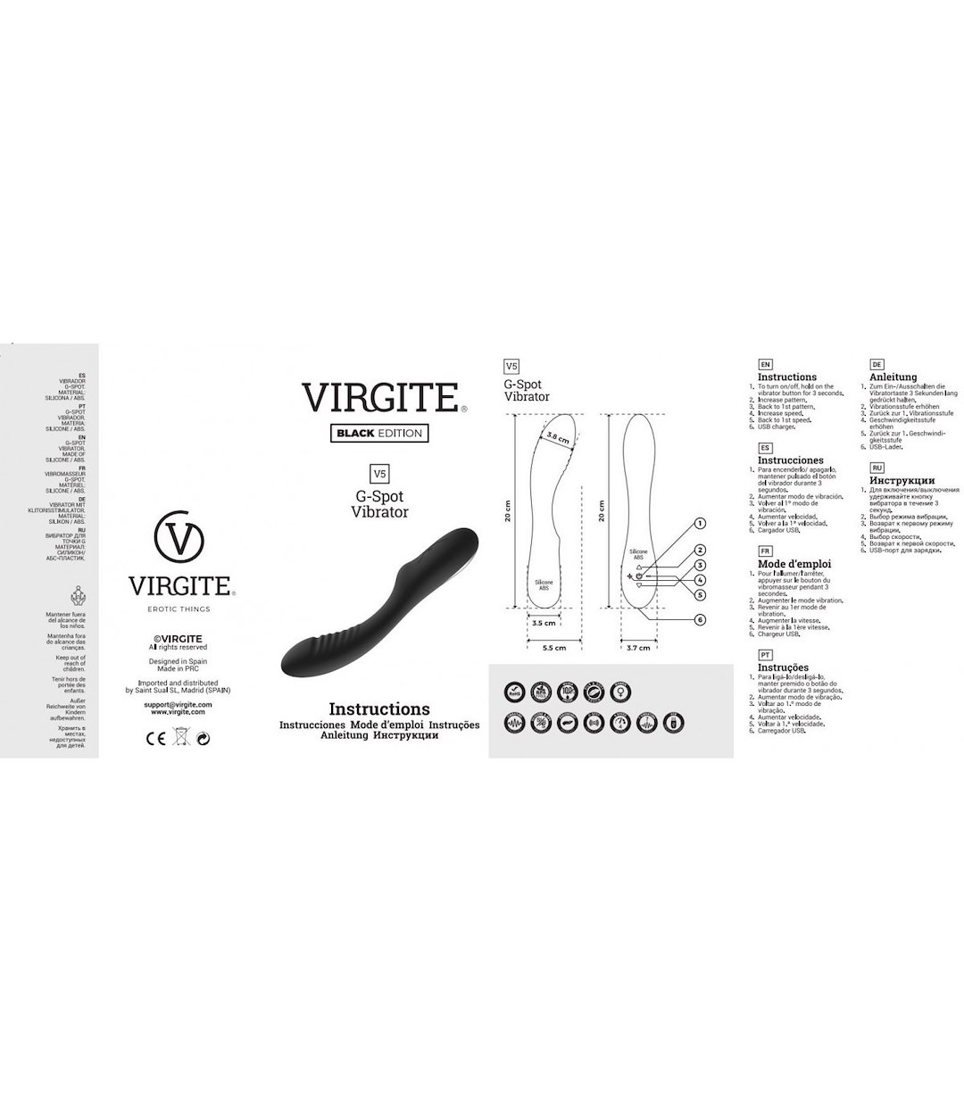 VIRGITE - BLACK EDITION - V5 BLACK EDITION RECHARGEABLE VIBRATOR — zdjęcie 4