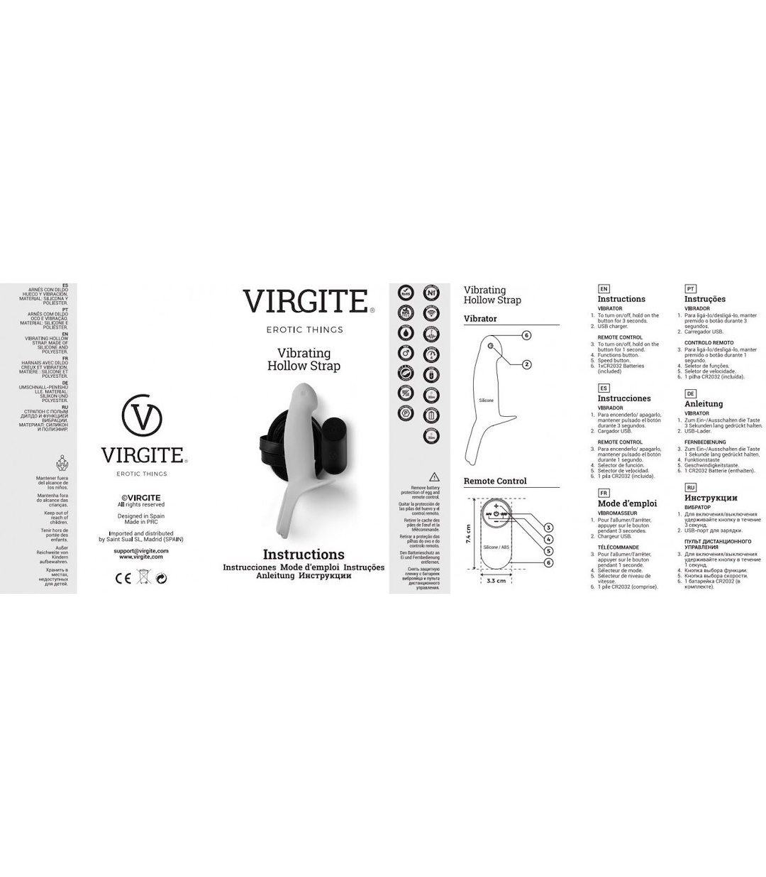 VIRGITE - HOLLOW STRAPS - HOLLOW HARNESS W/ VIBRATION H4 SIZE L BLACK — zdjęcie 4