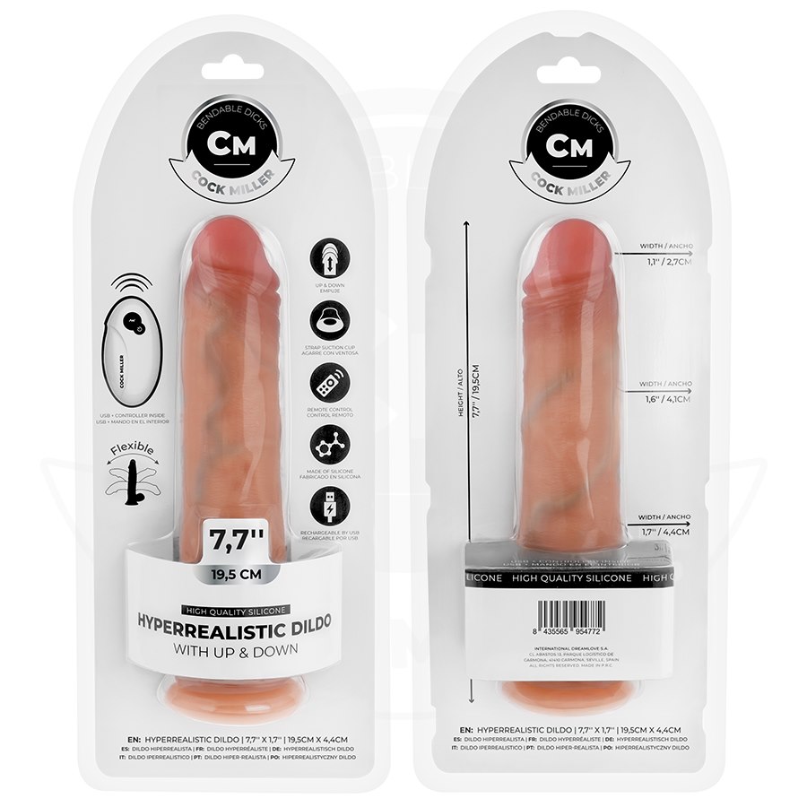 COCK MILLER - HYPERREALISTIC DILDO WITH SUCTION CUP AND THRUSTING WITH REMOTE CONTROL 19.5 CM