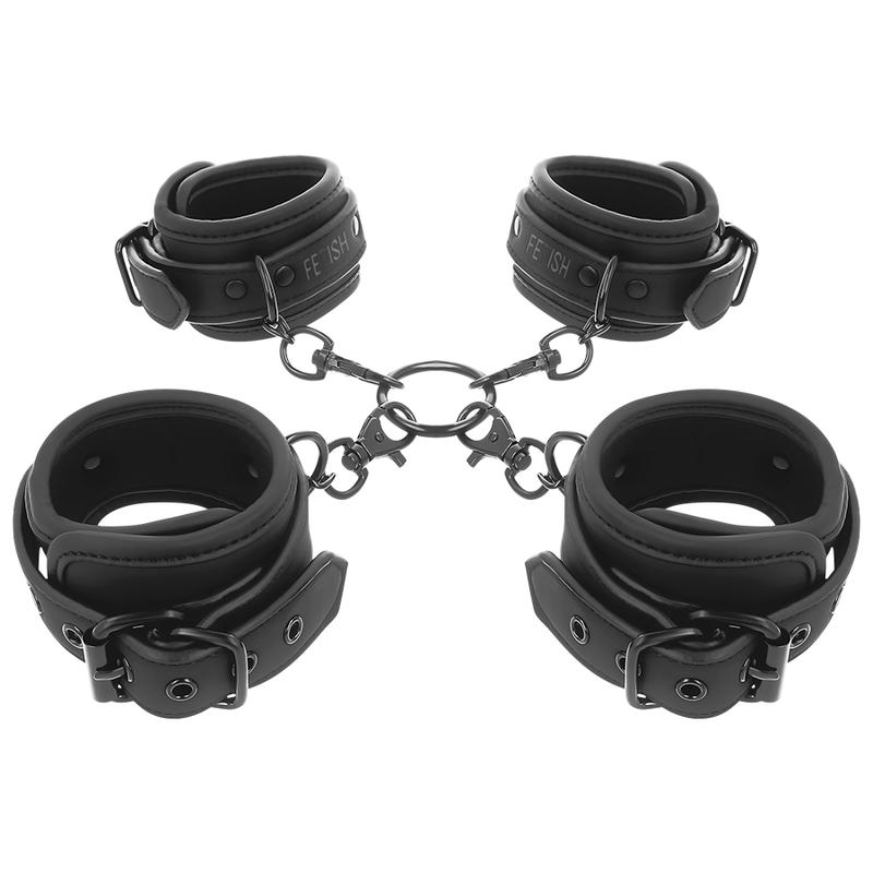 FETISH SUBMISSIVE - SET OF HAND AND ANKLE HANDCUFFS WITH NOPRENE LINING — zdjęcie 2