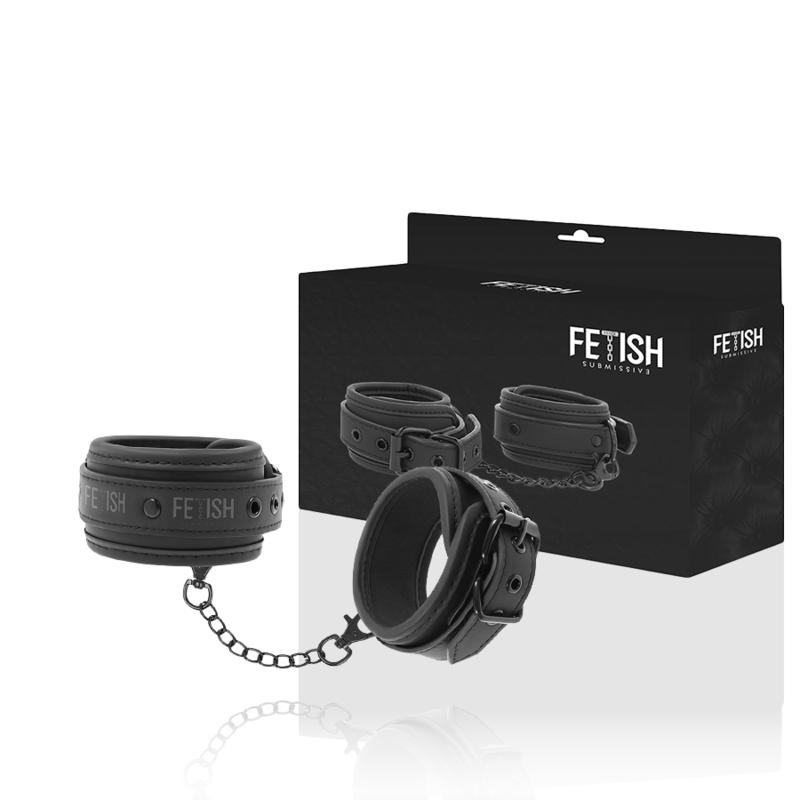 FETISH SUBMISSIVE - VEGAN LEATHER ANKLE CUFFS WITH NOPRENE LINING — zdjęcie 2