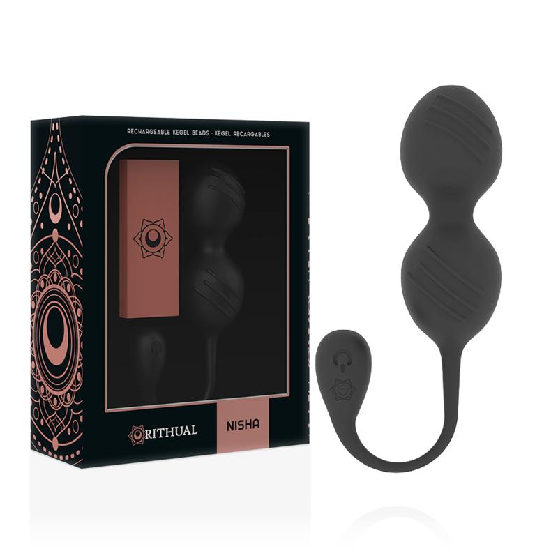 RITHUAL - NISHA RECHARGEABLE VIBRATING KEGEL BALLS BLACK — zdjęcie 2