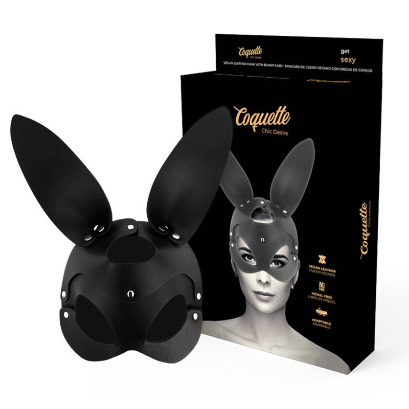 COQUETTE CHIC DESIRE - VEGAN LEATHER MASK WITH BUNNY EARS — zdjęcie 2