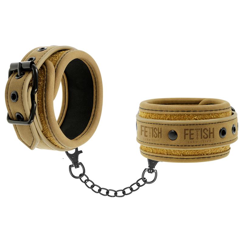 FETISH SUBMISSIVE ORIGEN - VEGAN LEATHER HANDCUFFS WITH NEOPRENE LINING — zdjęcie 2