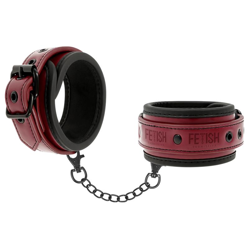 FETISH SUBMISSIVE DARK ROOM - VEGAN LEATHER HANDCUFFS WITH NEOPRENE LINING — zdjęcie 2