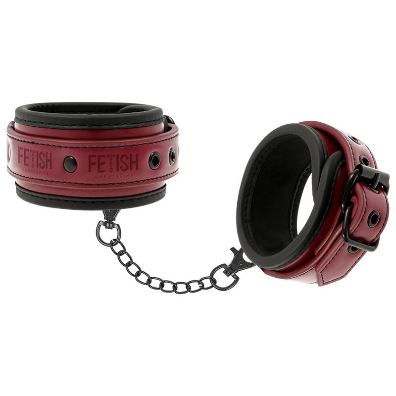 FETISH SUBMISSIVE DARK ROOM - VEGAN LEATHER ANKLE HANDCUFFS WITH NEOPRENE LINING — zdjęcie 2