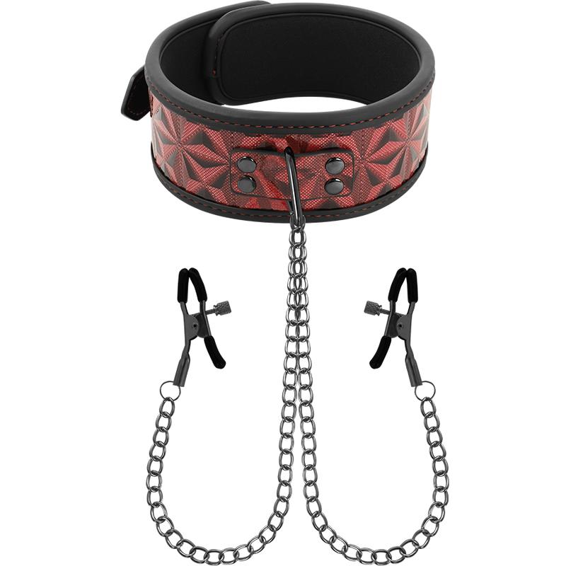 BEGME - RED EDITION COLLAR WITH NIPPLE CLAMPS WITH NEOPRENE LINING — zdjęcie 2