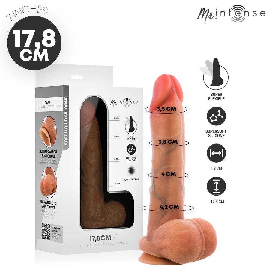 MR. INTENSE DILDOS - MR INTENSE - GARY S ULTRA-REALISTIC SILICONE COCK WITH TESTICLES 17.8 CM -O- 4.2 CM — zdjęcie 2
