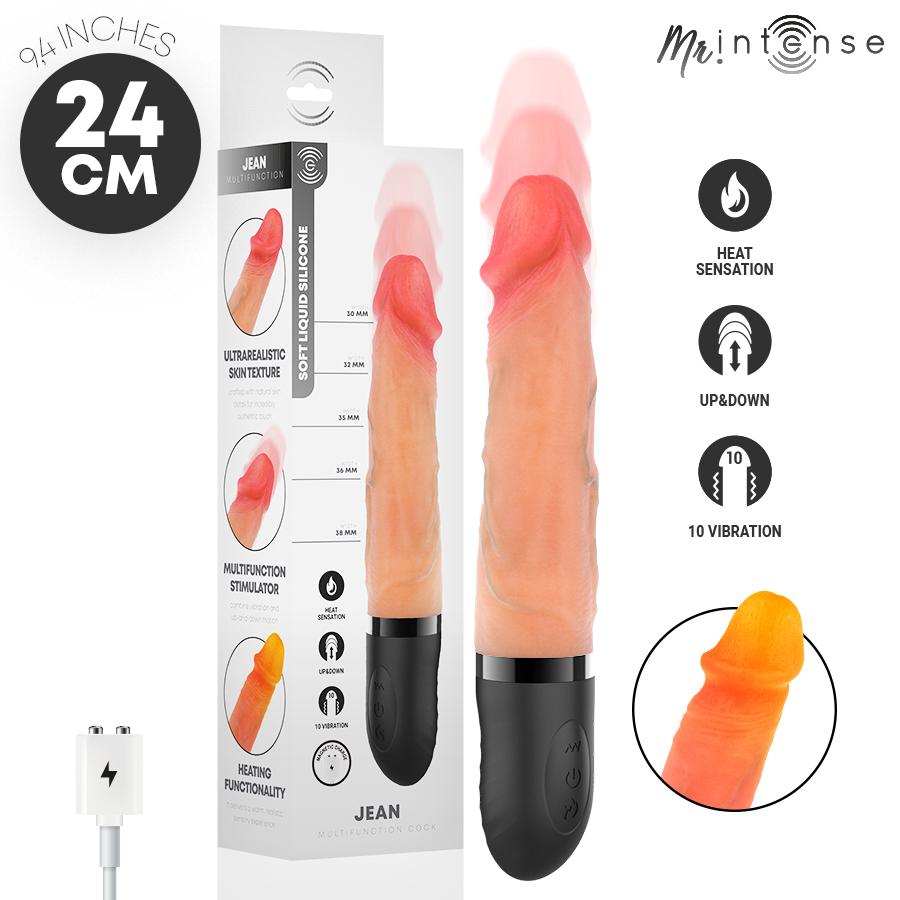 MR. INTENSE HIGH TECH - MR INTENSE - JEAN UP&DOWN VIBRATOR SILICONE WITH HEAT EFFECT 24 CM -O- 3.8 CM — zdjęcie 2