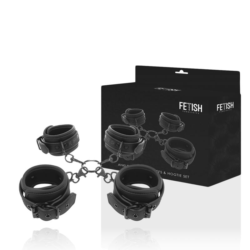 FETISH SUBMISSIVE - SET OF HAND AND ANKLE HANDCUFFS WITH NOPRENE LINING — zdjęcie 3