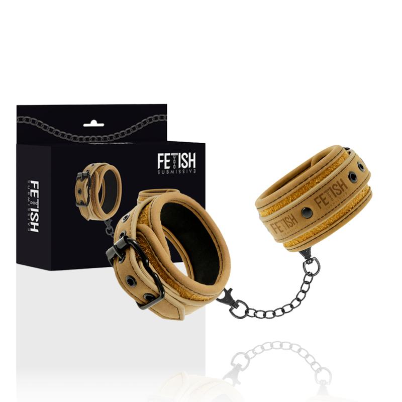 FETISH SUBMISSIVE ORIGEN - VEGAN LEATHER HANDCUFFS WITH NEOPRENE LINING — zdjęcie 3