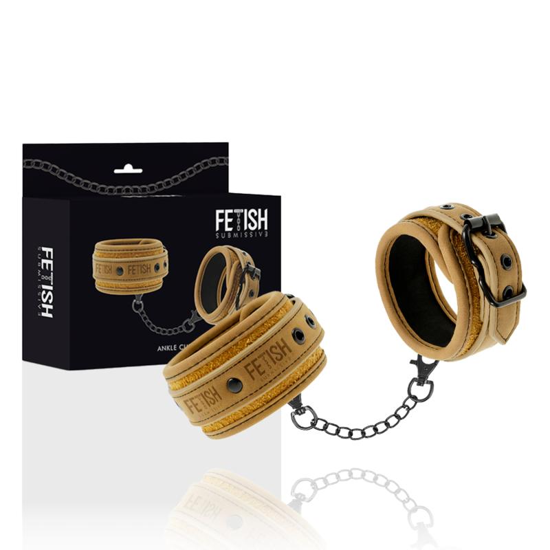 FETISH SUBMISSIVE ORIGEN - VEGAN LEATHER ANKLE CUFFS WITH NEOPRENE LINING — zdjęcie 3
