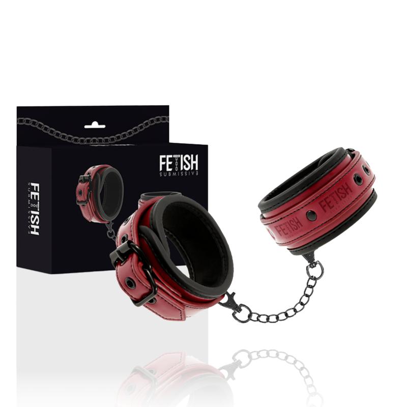 FETISH SUBMISSIVE DARK ROOM - VEGAN LEATHER HANDCUFFS WITH NEOPRENE LINING — zdjęcie 3