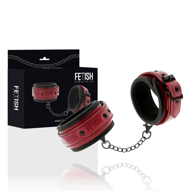 FETISH SUBMISSIVE DARK ROOM - VEGAN LEATHER ANKLE HANDCUFFS WITH NEOPRENE LINING — zdjęcie 3
