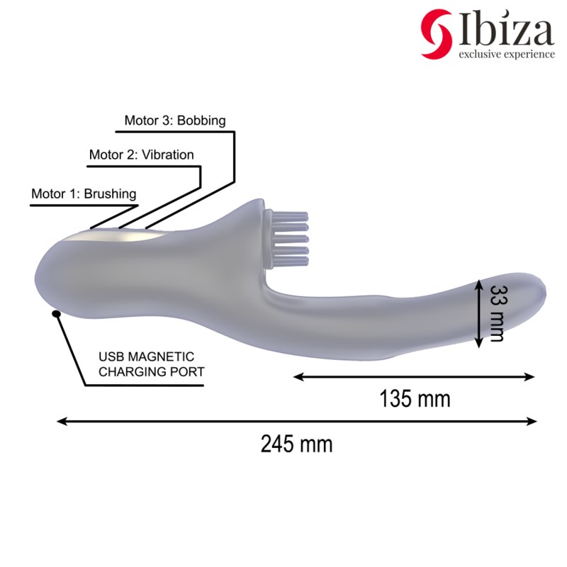 IBIZA - HI-TECH RABITT BRUSHING MULTI-CELL CLITORIAL AND DOUBLE WAVE VIBRATOR — zdjęcie 3