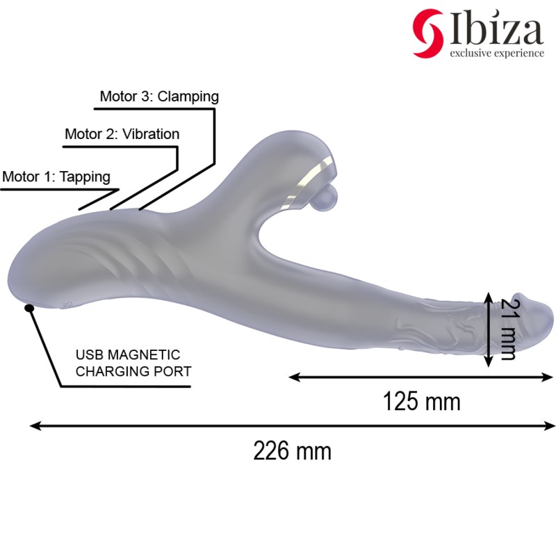 IBIZA - TWO DRAGONS DOUBLE VIBRATOR BLACK — zdjęcie 3