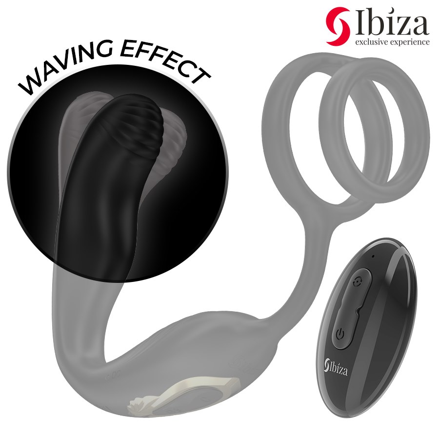 IBIZA - WIGGLE REMOTE CONTROLLED ROTATING ANAL PLUG WITH PERINEAL VIBRATION AND PENIS ENHANCING RINGS — zdjęcie 3