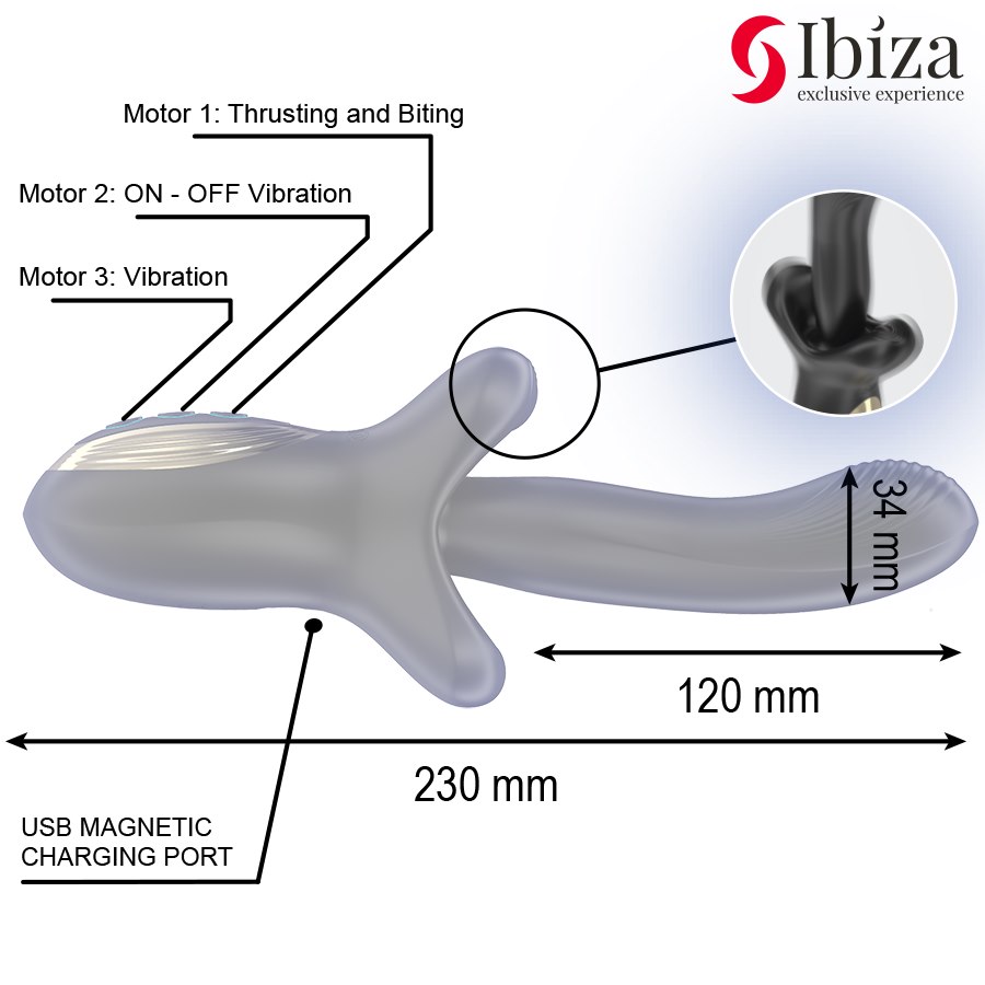 IBIZA - POWERFUL VIBRATOR WITH THRUSTING AND BITING EFFECT — zdjęcie 3