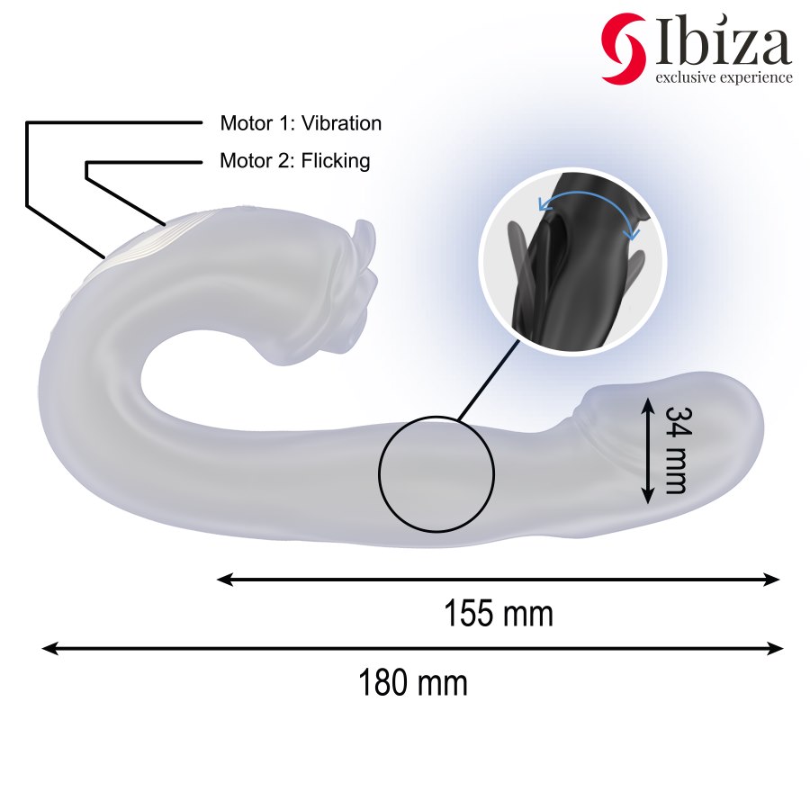 IBIZA - ROSE VIBRATOR FLICKING EFFECT AND CLIT STIMULATOR — zdjęcie 3