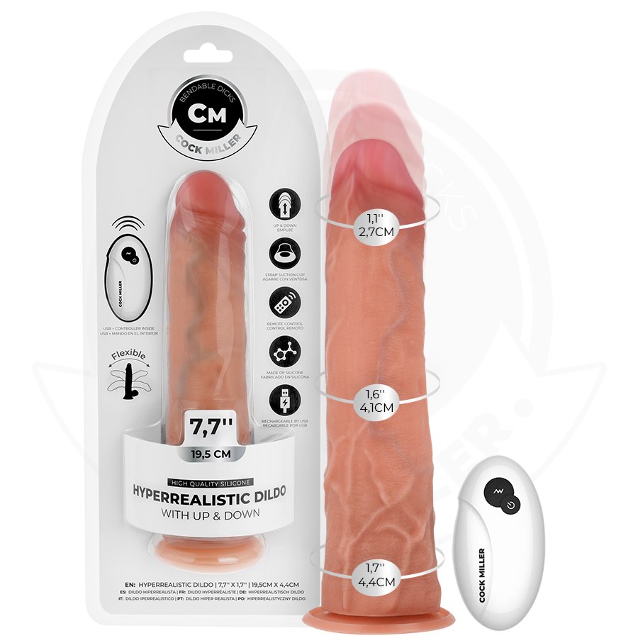 COCK MILLER - HYPERREALISTIC DILDO WITH SUCTION CUP AND THRUSTING WITH REMOTE CONTROL 19.5 CM — zdjęcie 3