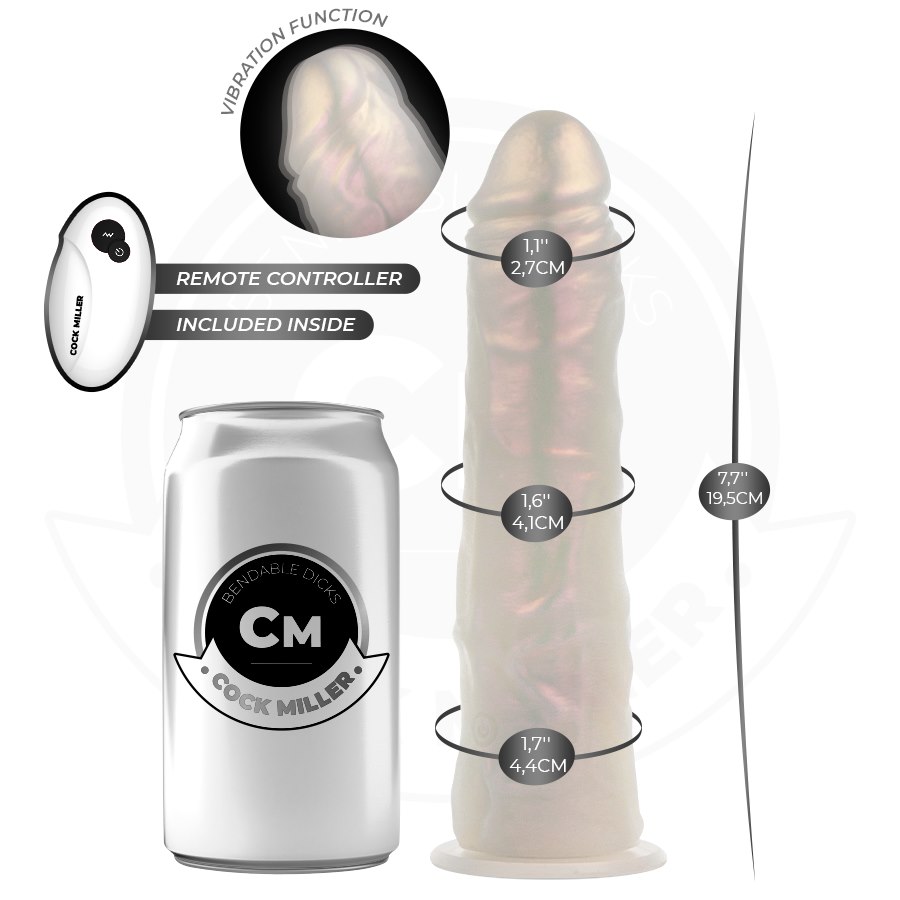 COCK MILLER - DILDO WITH SUCTION CUP, LIGHTS AND VIBRATION WITH REMOTE CONTROL WHITE 19.5 CM — zdjęcie 3