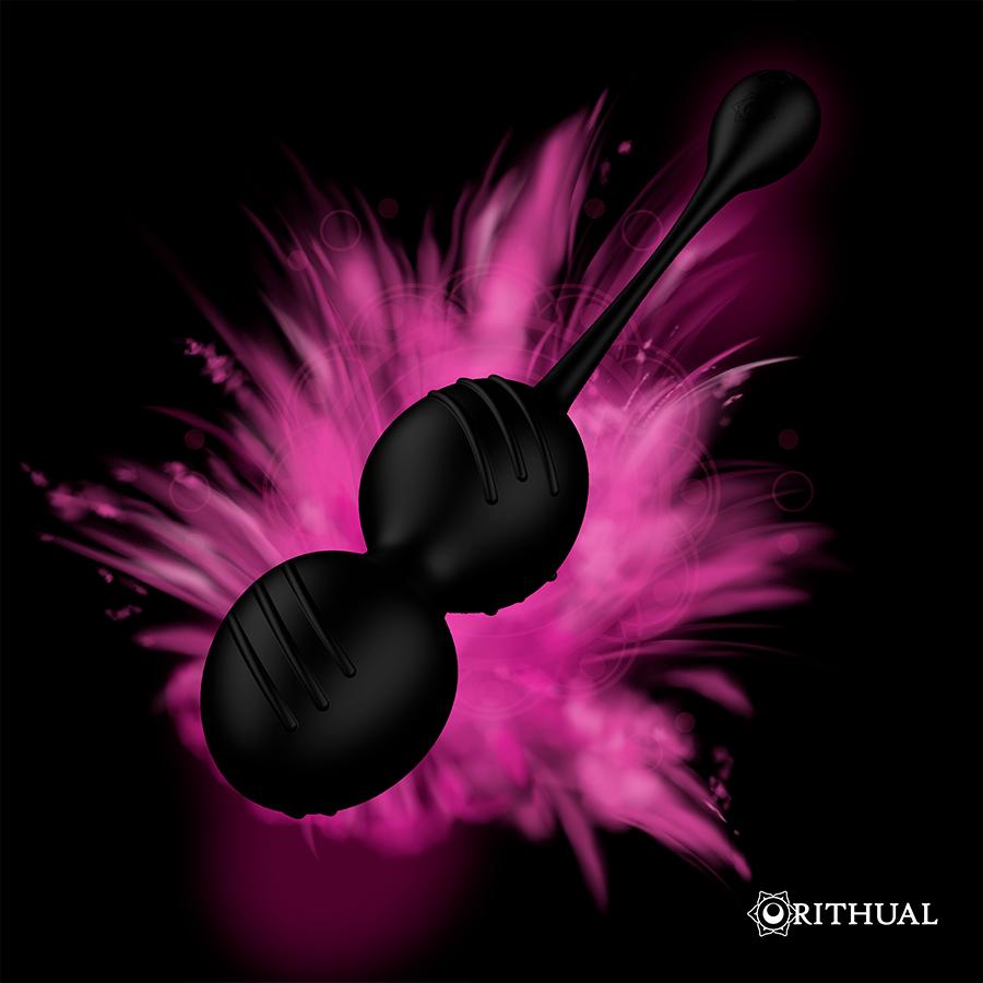 RITHUAL - NISHA RECHARGEABLE VIBRATING KEGEL BALLS BLACK — zdjęcie 4