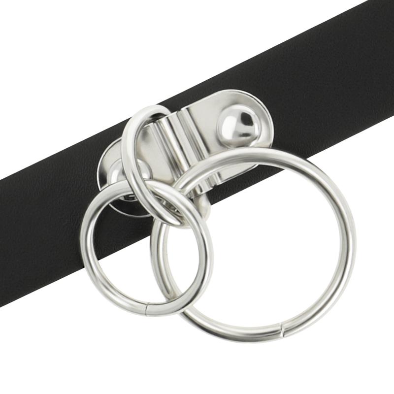COQUETTE CHIC DESIRE - DOUBLE RING VEGAN LEATHER CHOKER — zdjęcie 4